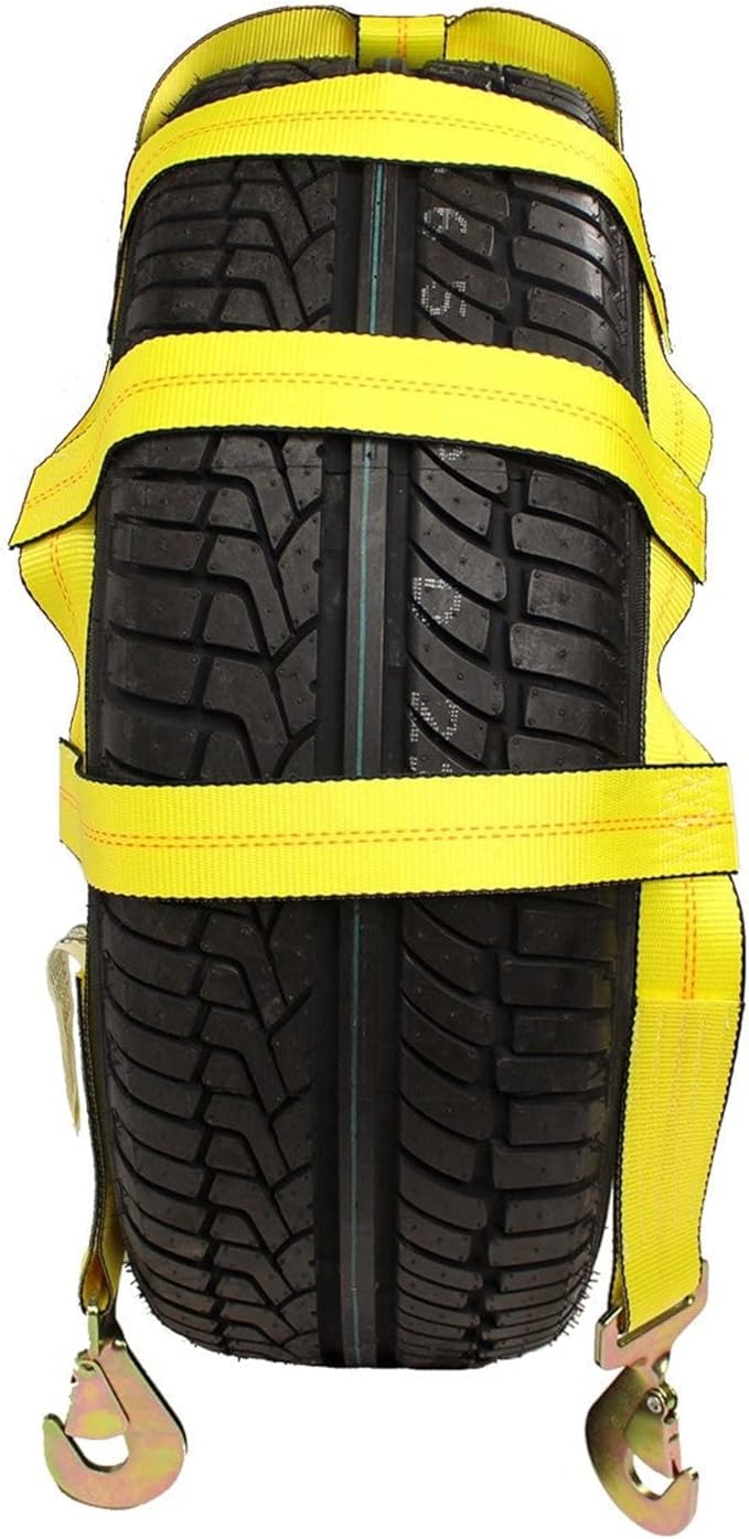 DC Cargo Tow Dolly Basket Straps with Twisted Snap Hooks | 2-Pack | Car Wheel Straps for Auto Hauling
