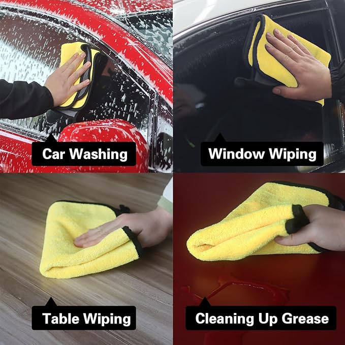 Microfiber Cleaning Cloth for Car,800GSM Thick Micro Fiber Towel Dish Cloths Cleaning Rags for Washing Dishes 12" x 16",Quickie Car Glass Drying Towels Detailing (3Pack)