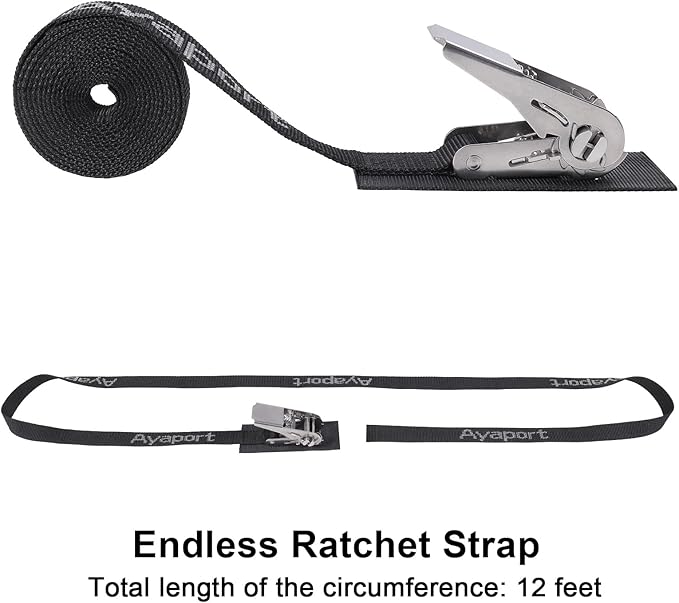 Ayaport Stainless Steel Ratchet Tie Down Straps Endless 12' Heavy Duty Boat Tie Downs Boat Accessories Pack of 2…