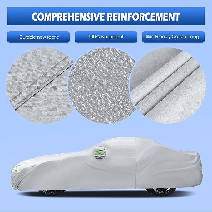 Car Cover Custom Fit for BMW Z4 E85 E86 E89 G29 (2002-2026), Migaven Waterproof Full Exterior Cover Sun Rain Protection with Door Zipper and Cotton Lining, Silver