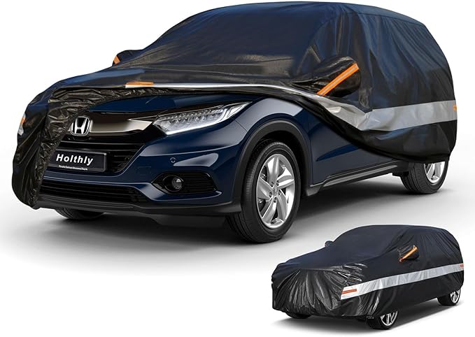 10 Layers SUV Car Cover Custom Fit for Honda HR-V HRV (1995-2025) Waterproof All Weather for Automobiles, Outdoor Full Cover Sun UV Rain Protection with Cotton.Black