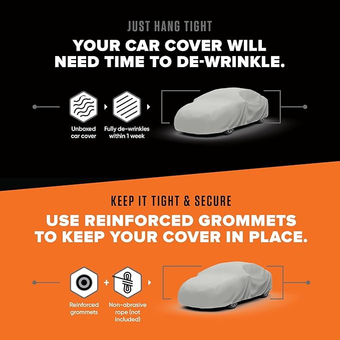 Budge Lite Car Cover, Indoor Protection, Breathable Dustproof Cover, Fits Compact Cars & Sedans up to 157 Inches, Gray, Size 1