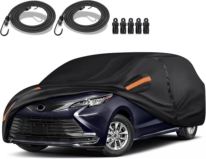 Special 16 Layers Full Car Cover Fit for 2003-2024 Toy-OTA Sienna, Ultra Heavy 600D Oxford Cloth, All-Weather Protection Summer Sun Exposure and Winter Snow Rain Dust UV, Black