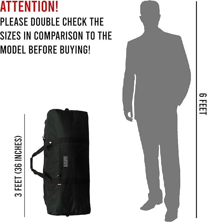 Heavy Duty Cargo Duffel Large Sport Gear Drum Set Equipment Hardware Travel Bag Rooftop Rack Bag 36 Inch Black Medium Traveling Bags