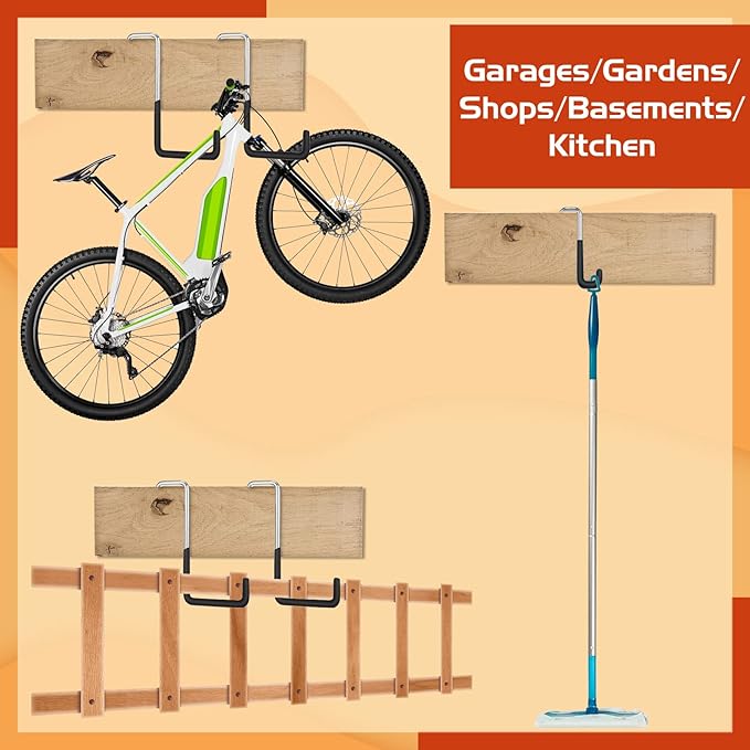 Hotop 18pcs Rafter Hanger Heavy Duty Large S Hooks Rafter Hanger for Garage Ladder Bike Fence Storage Organizer Hooks S Shaped Hooks Hanging Hangers Hooks (Large, Medium, Small), Black