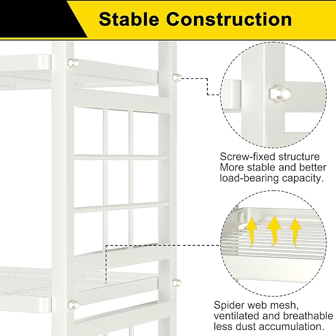 GIOTORENT 5-Wire Standing Storage Shelves, Metal Shelving Unit Pantry Rack for Laundry Kitchen Bathroom Organizer(White)