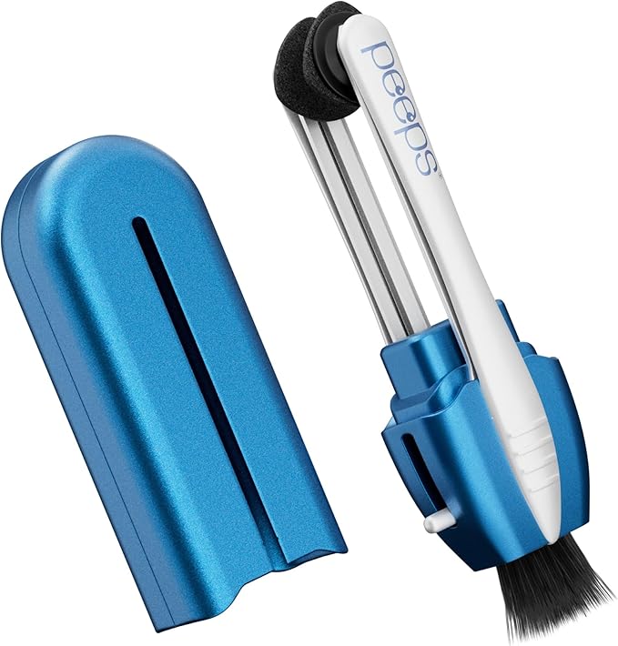Peeps Glasses Cleaner - for Eyeglasses, Reading Glasses, and More - Lens Cleaner with Carbon Microfiber Tech-Soft Touch Blue-1 Count (Pack of 1)