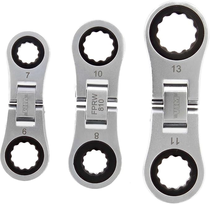 VIM Tools Nano Flex Ratcheting Wrench Set - 3pc Double-Sided Palm-Sized Flex Wrench Set with 72 Tooth