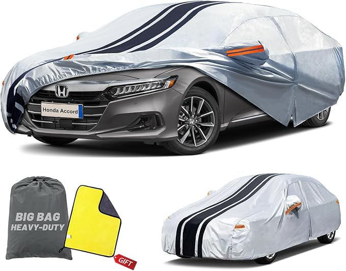 Car Cover Custom Fit for Toyota Camry Sedan (1996-2025), Honda Accord Sedan (2001-2025), Waterproof All Weather for Automobiles Full Exterior Cover Rain Sun Snow UV Protector.