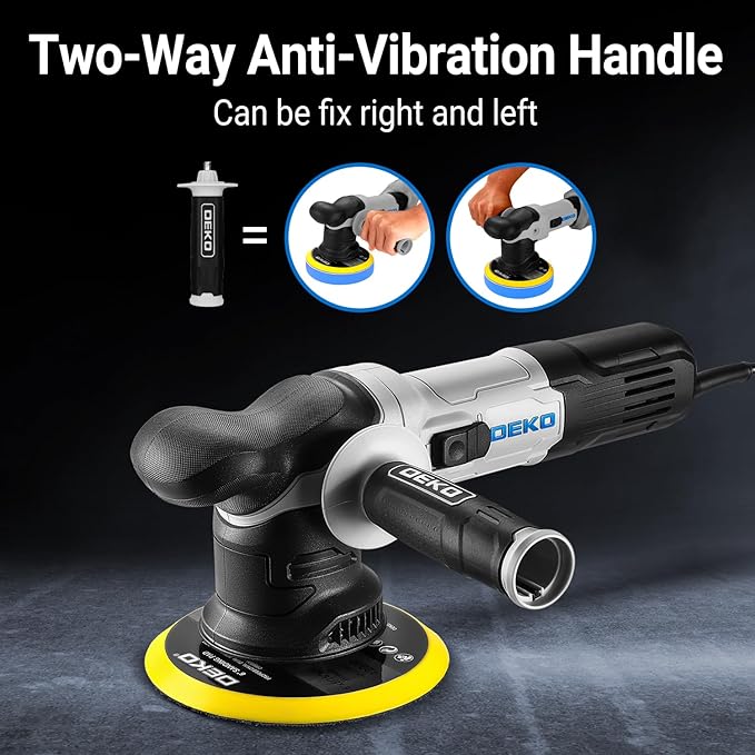 Car Buffer Polisher: 6 Inch Dual Action Orbital Buffer Polisher, 7 amp, 6 Variable Speed 1800-5500 RPM Random Polisher Kit with 4 Buffing Pads for Car Detailing Polishing Waxing DEKOPRO(Gray)