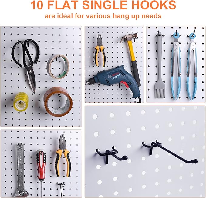G.CORE Pegboard Organizer Accessories 18 Pack, Peg Board Hooks Assortment Organizer Accessory, Various Tools Storage Arrange System Kit for Garage Craft Workshop Workbench Hobby Office