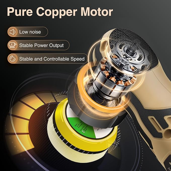 Cordless Mini Polisher,1/1.5/2Inch,DA&RO with 11 Variable Speed 2500-6000 RPM,2 * 2.3Ah Rechargeable Batteries,Car Detailing Micro Polisher