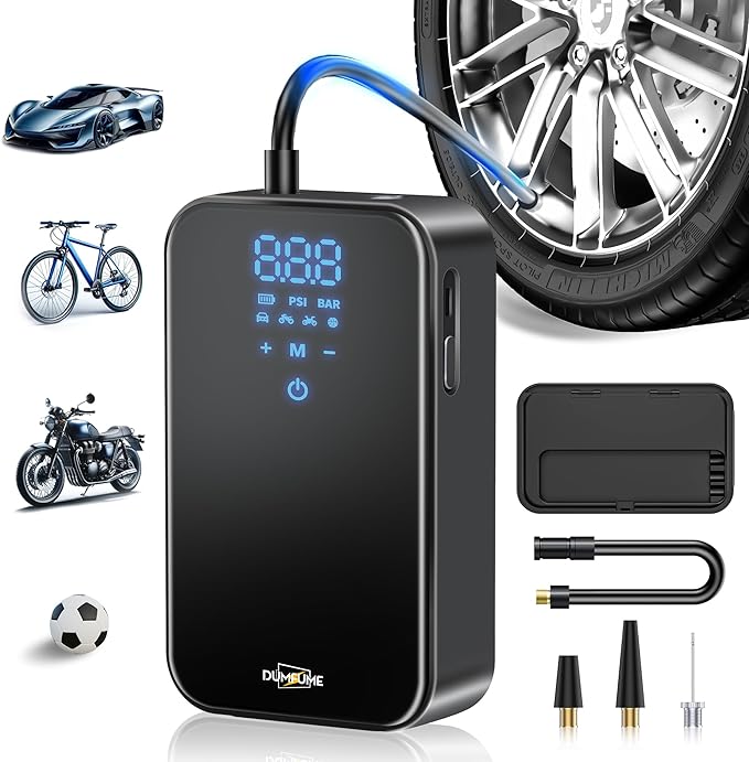 Tire Inflator Portable Air Compressor One Click Smart Pump Tire Inflator with Tire Pressure Gauge (150 PSI) 4500 mAh 2X Faster for Car Motorcycle Bicycle