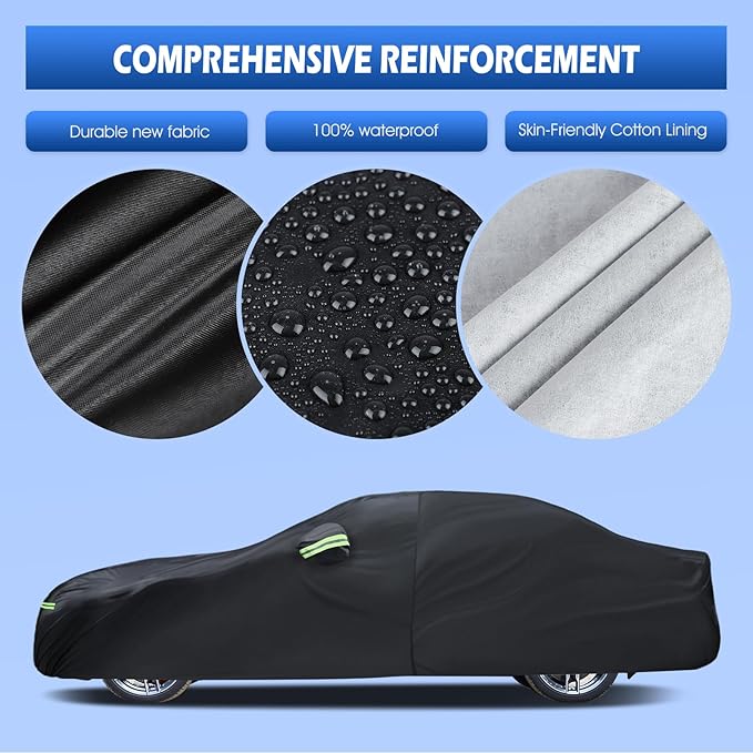 Car Cover Fit for BMW 5 Series 528i 530i 535i 540i M5 M550i M550 (2007-2026), Migaven Waterproof Full Exterior Cover Sun Rain Protection with Door Zipper, Black