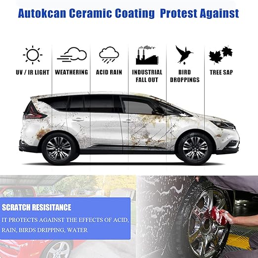 9H Nano Ceramic Coating for Cars, Anti-Scratch High Gloss Ceramic Coating Kit for Car Detailing, Glass, Wheel, Hydrophobic Long Lasting Protection,30ML