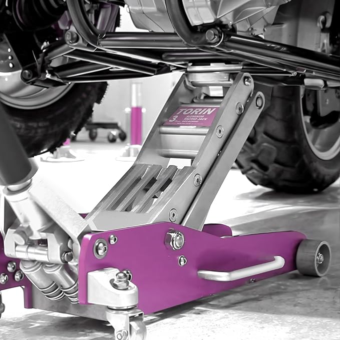 Torin AT830003XLP Aluminum Floor Jack with Dual Piston Quick Lift: Floor Jack with Quick Lift Pump, 3 Ton (6,000 lb) Capacity, Pink