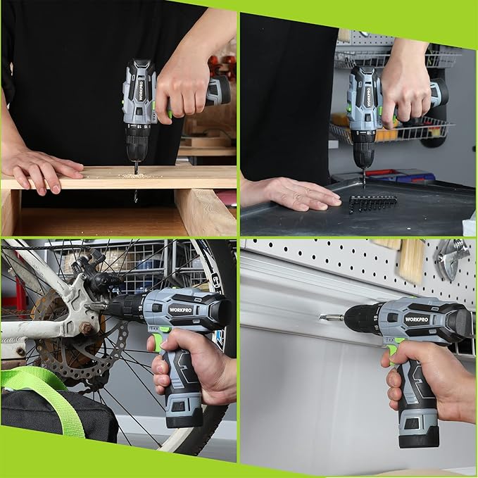WORKPRO Cordless Drill Driver Kit, 12V Electric Screwdriver Driver Tool Kit, 3/8" Keyless Chuck, Charger and Storage Bag Included
