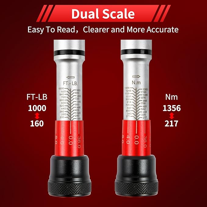 3/4-Inch Drive Click Torque Wrench, Dual-Direction Adjustable 48 tooth 160-1000ft.lb/217-1356Nm, Professional Inch Pound Torque Wrench, for Maintenance Tool and Product Assembly