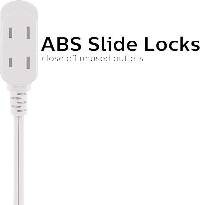 Philips Extension Cord 3-Outlet 15 Ft | Flat Plug | Safety Slide | White | Pack of 12