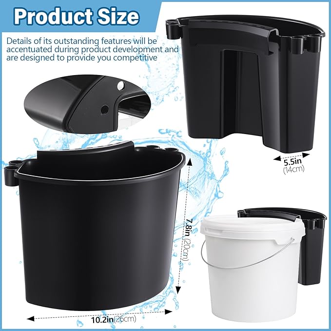 4 Pcs Car Detailing Bucket Organizer 10.2 x 7.8 x 5.5 Inch Car Washing Bucket Caddy Portable Multipurpose Hanging Organizer for Accessories Tool Home Garden Camping (Black)