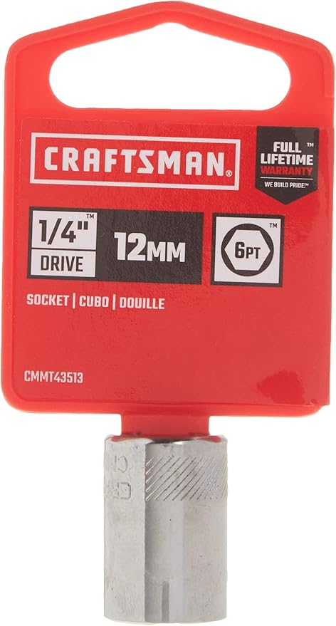 CRAFTSMAN Deep Socket, Metric, 1/4-Inch Drive, 12mm, 6-Point (CMMT43513)