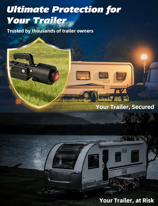 Trailer Lock Fits 2 5/16 Inch Coupler, Upgrade Anti-Theft Steel Trailer Hitch Locks, Heavy-Duty Trailer Coupler Lock, for RV, Trailer, Boat, Pickup