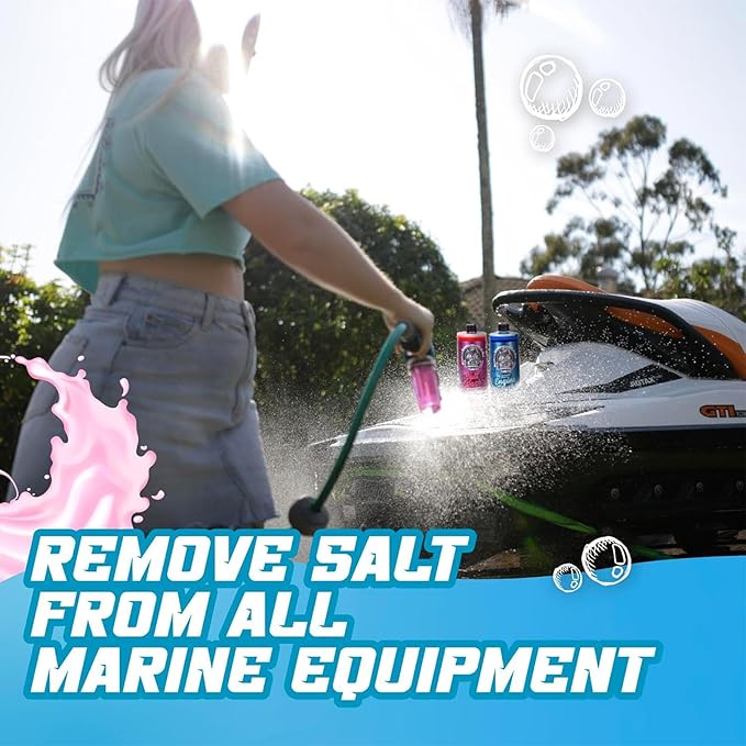 Salty Captain Foaming Salt Remover Wash - Clean & Remove Salt Off Boats & Cars, Prevent Saltwater Corrosion on Marine JetSkis, Trailers, Eco-Friendly Salt Neutralizer Boat Cleaner