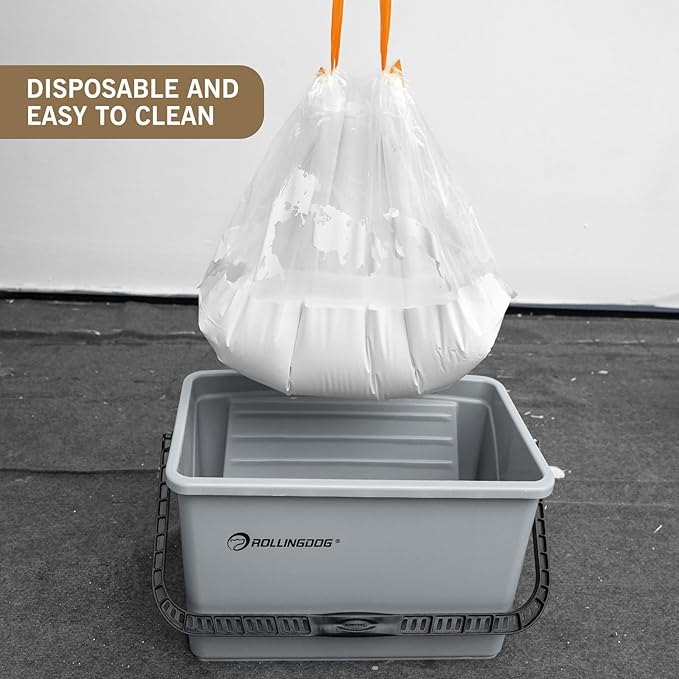 ROLLINGDOG 12 inch Disposable Paint Bucket Liners - Heavy duty LDPE material Easy removal and fast cleanup(Pack of 5)