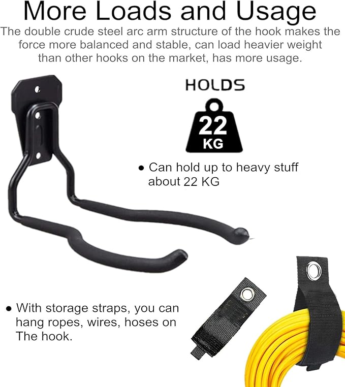 Falezern Garden Power Tool Hanger, 2 Pcs Metal String Trimmer Wall Mount Hanger, Weed Eater Storage Hook for Garage Wall, Weed Eater Organizer Wall Mount, Garage Hook for Hanging Weed Eater
