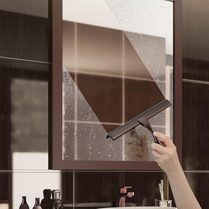 Hiware All-Purpose Shower Squeegee for Shower Doors, Bathroom, Window and Car Glass - Bronze, Stainless Steel, 10 Inches