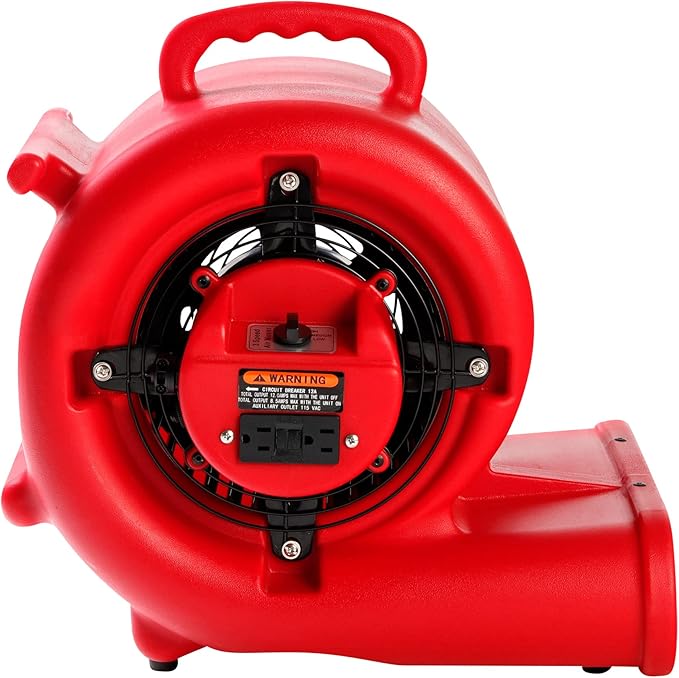 Mounto 1/3hp Air Mover 2000cfm Carpet Dryer Blower Floor Drying Fan - 3-Speed Air Mover w/Dual GFCI Outlet, 25ft Power Cord for Drying, Cooling, Air Circulation (Red)