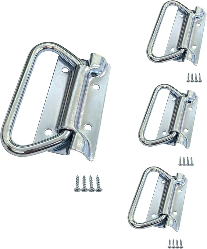 QCAA Chest Handle for Toolbox Lift Door Chest, 3-3/8" x 1-3/4", Zinc Plated, Made in Taiwan, 4 Pack
