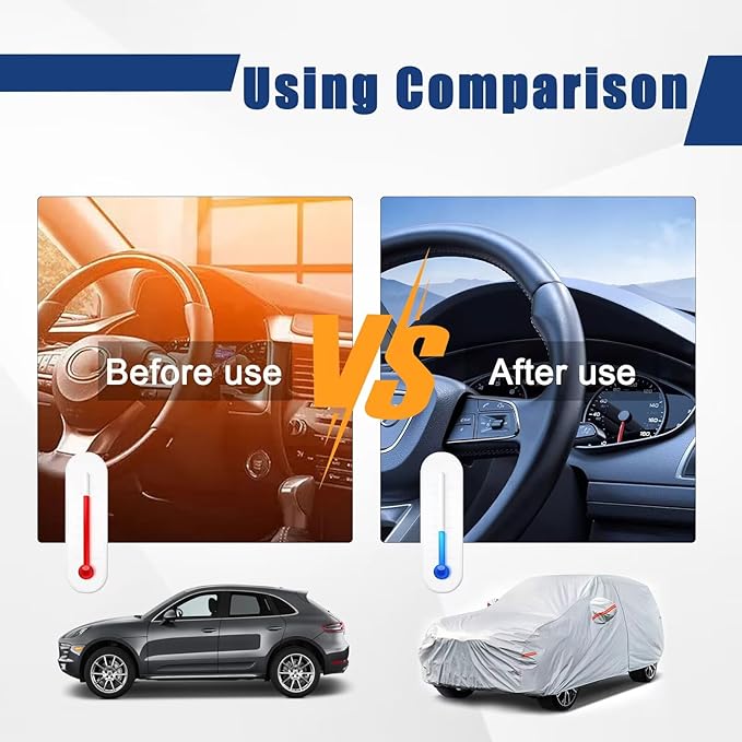 Kayme 6 Layers SUV Car Cover Custom Fit for Hyundai Kona (2017-2025) Waterproof All Weather for Automobiles, Outdoor Full Cover Rain Sun UV Protection.Silver