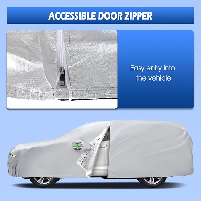 Car Cover Fit for Chevrolet Chevy Traverse 2009-2026, Migaven Waterproof Full Exterior Cover Sun Rain Protection with Door Zipper and Cotton Lining