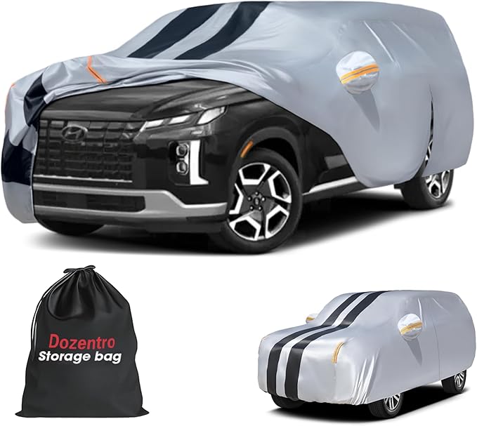 Multi-Layer Car Cover Custom Fit for Hyundai Palisade(2018-2026), 100% Waterproof All Weather for Automobiles, Gift with Towel, Heavy Duty Car Covers for Rain Sun UV Protection with Door Zipper