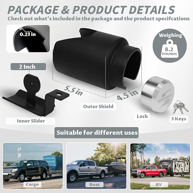 Upgraded Trailer Lock, Fits 2 Inch Coupler Heavy Duty Anti-Theft Trailer Hitch Lock, Accessories for RV/Boat/Trailer Model 2025