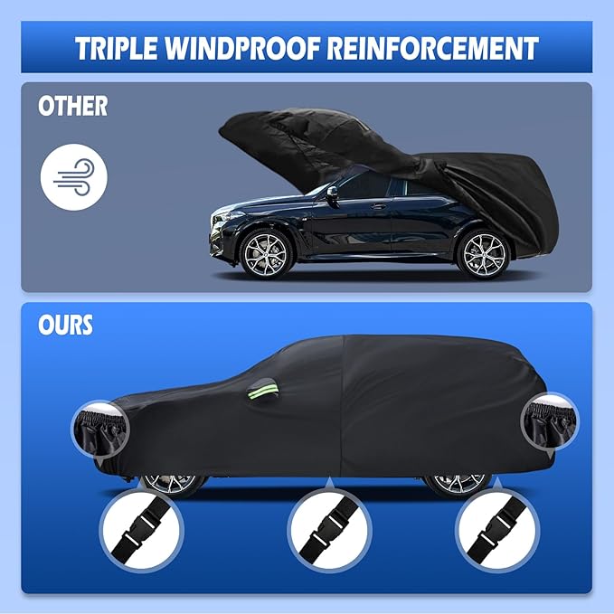 Car Cover Fit for Honda CRV 1997-2025, Toyota RAV4 2006-2025, Migaven Waterproof Full Exterior Cover Sun Rain Protection with Door Zipper and Cotton Lining