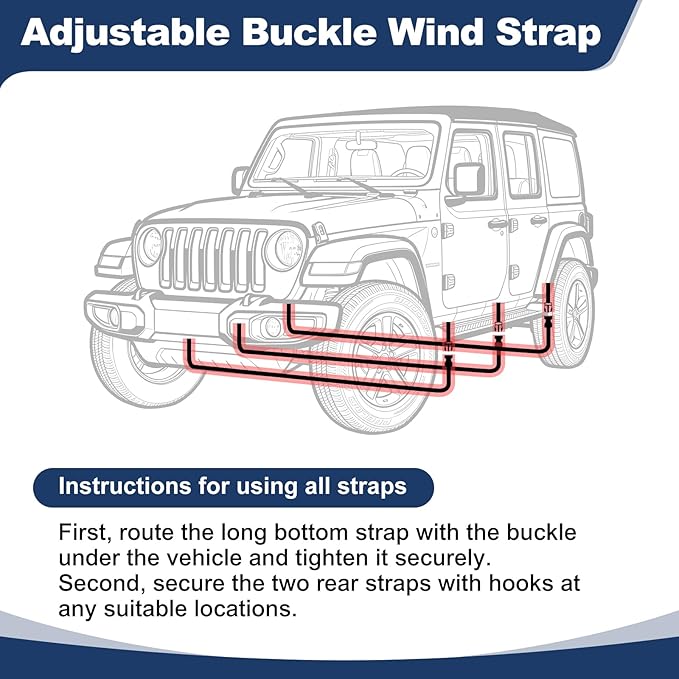 QUNSUNUS Cab Cover for Jeep Wrangler JK JL 4 Door, Waterproof JK JL Cover with Cotton Liner, All Weather JKU JLU Cab Car Cover with Adjustable Straps and Zipper for Wind, Sun, Rain and Dust Protection