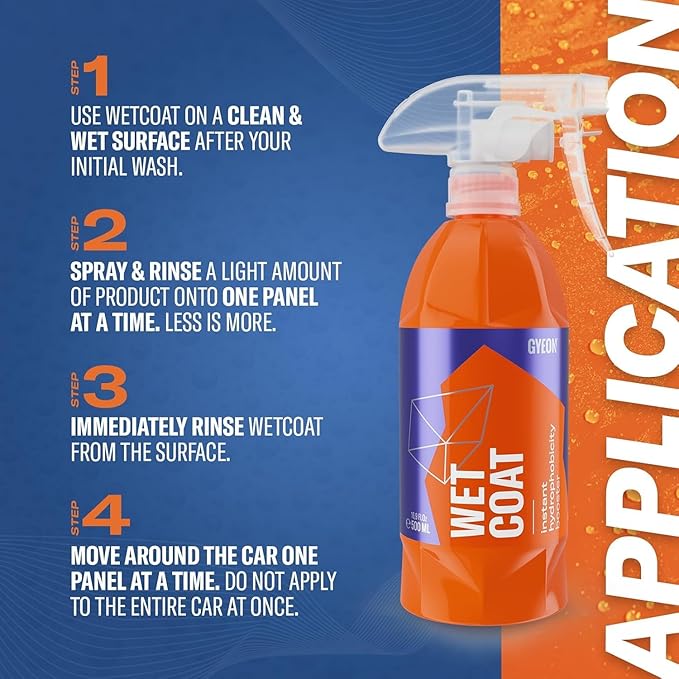 GYEON Wet Coat 1000ml - Hydrophobic Ceramic Spray Coating for Cars - High Gloss Solutions for Your Car Paint Wheels and Glass - Spray On Rinse Off Easy DIY Use Formula