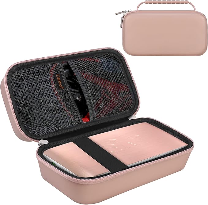Canboc Hard Carrying Case for Halo Bolt Air 58830 mWh/Halo Bolt Air+ 55500/HALO Bolt Air+ 1750 Portable Car Battery Jump Starter, Mesh Bag fit Jump Cables, AC Outlet, Charger, Rose Gold