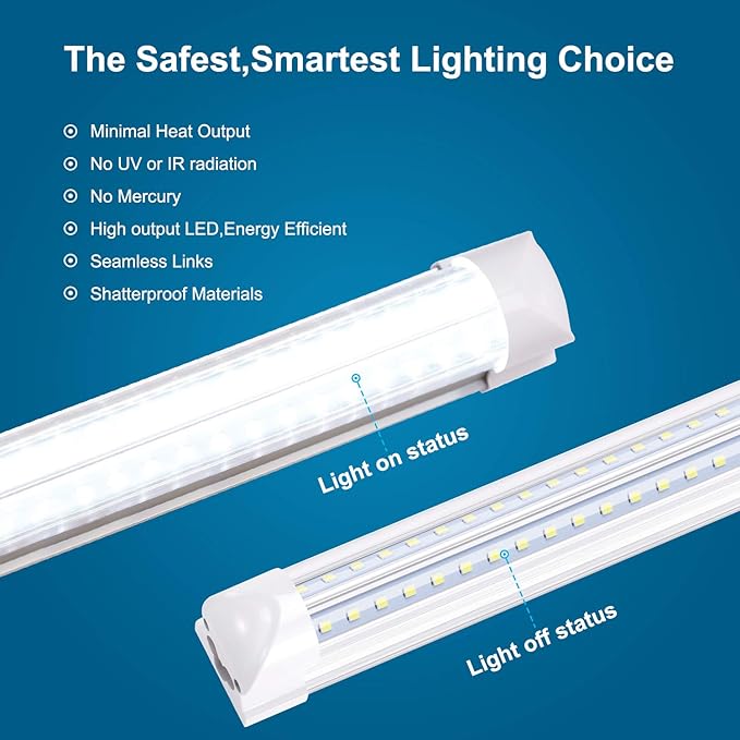 8FT LED Shop Light Fixture,Integrate T8 Linkable Shop Lights,Plug and Play,100W 6000K,Fluorescent Tube Lamp Replacements for Garage Warehouse,Factory, Workshop(12-Pack)