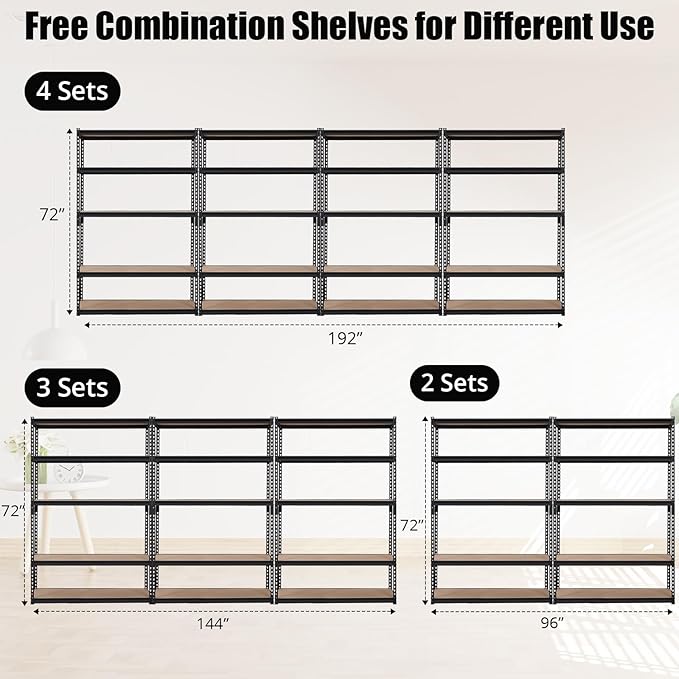 Towallmark Garage Shelving, 48 x24 x 72 Storage Shelves, Heavy Duty Storage Shelving, Durable Storage Shelves, Rust-Resistant Design, Easy Assembly