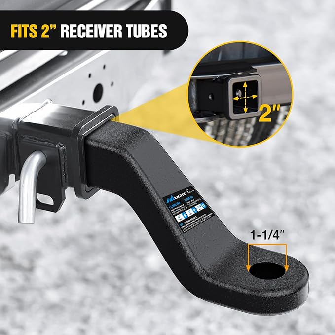 Nilight Forged Trailer Hitch Mount Fits 2 Inch Receiver Square 5/8" Hitch Pin Clip 17000 lbs 4" Drop, 1-1/4” Hole, Gloss Black Powder Coat
