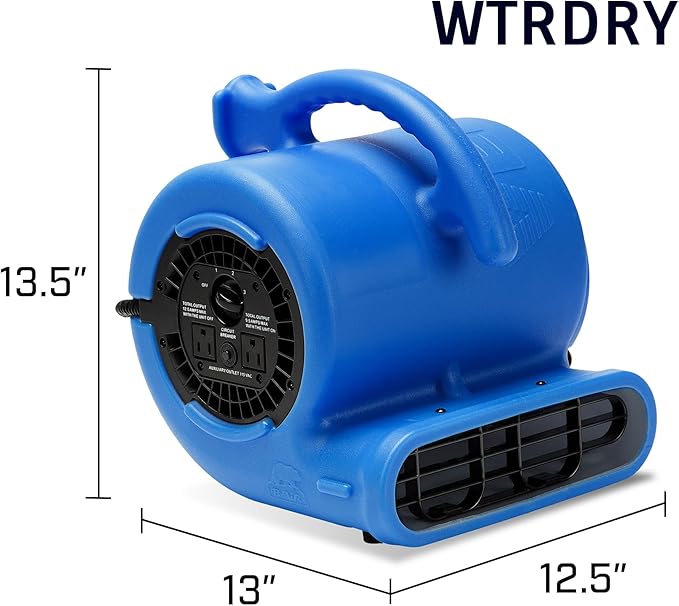 B-Air VP-25 1/4 HP 900 CFM Air Mover for Water Damage Restoration Equipment Carpet Dryer Floor Blower Fan Home and Plumbing Use, Blue