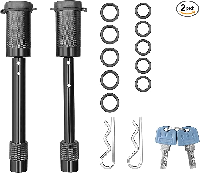 MaxxHaul 50692 5/8" & 1/2" Hitch Lock Pin Set - Black Electro Paint Finish