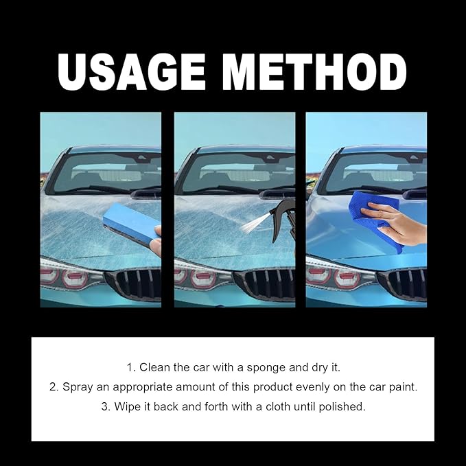 Magic Gem Nano Hydrophobic Ceramic Car Coating Spray, Quick Effect Coating Agent, All-in-One Spray for Quick Cleaning, Polishing & Protection, Waterless Wash & Wax, 16 fl oz