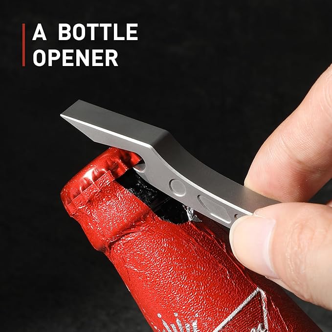 EDC Pry Bar Keychain Bottle Opener Compact Titanium Tool, Pocket sized and Multi functional