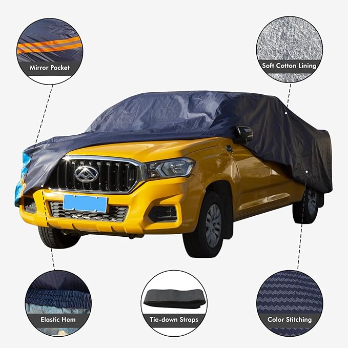 Truck Cover Waterproof All Weather for Automobiles, 6 Layers Outdoor Full Exterior Cover Rain Sun UV Snowproof Protection (Length Up to 250 inch)
