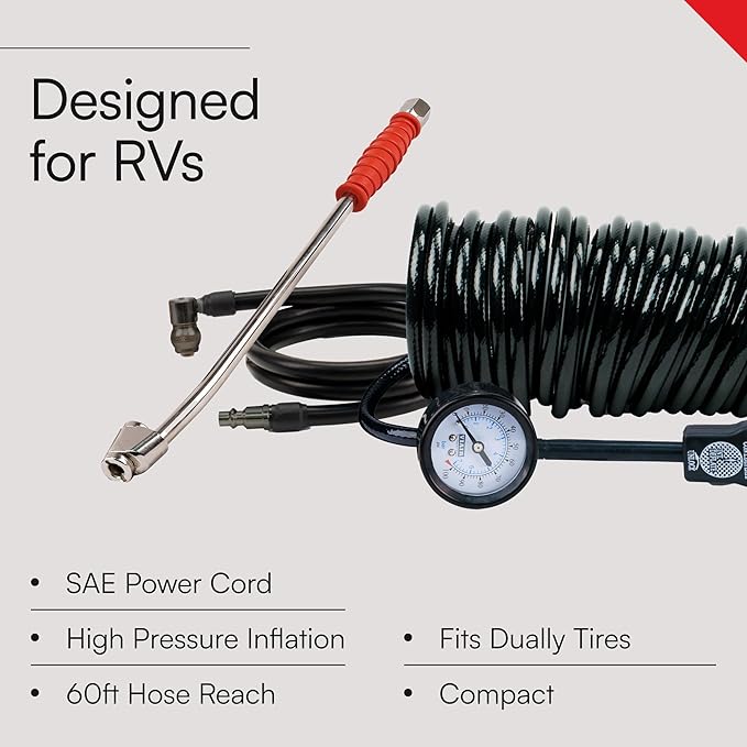 VIAIR 400P-RV EF Enhanced Flow - 40144 12V Tire Inflator Portable Air Compressor with RV Inflation Gun, 90 Degree Chuck | 33% Duty Cycle @ 100 PSI, Max Pressure 150 PSI (SAE, Alligator Clips)