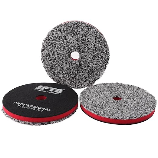 SPTA 6"(150MM) Microfiber Cutting Pads, 3PCS Soft Microfiber Wax Removal Pad, Detailing Wax Applicator Pad, for Waxing and Polishing&Scratch and Vortex Removal, Ultrafine Fiber Pad